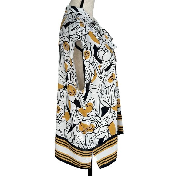 Bar III X-Large Top Floral Semi-Sheer Tie V-Neck Sleeveless Side Slits New - Picture 3 of 8